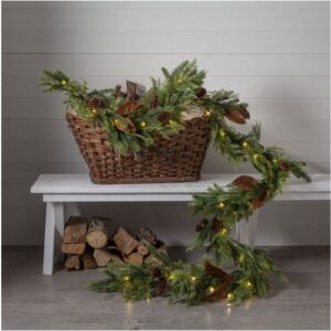 LED āra mākslīgās skujas Star Trading Mixi, 280x20cm, 30LED, WW, 3xAA, ar taimeri, IP44