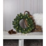 LED āra mākslīgo skuju vainags Star Trading Dalbo, 40cm, 20LED, WW, 3xAA, ar taimeri, IP44