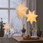 LED dekoratīvais koka svečturis Star Trading Doris, 24cm, 5LED, 2xAA, ar taimeri, IP20, Balts