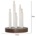 LED dekoratīvais koka svečturis Star Trading Doris, 24cm, 5LED, 2xAA, ar taimeri, IP20