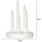 LED dekoratīvais koka svečturis Star Trading Doris, 24cm, 5LED, 2xAA, ar taimeri, IP20, Balts