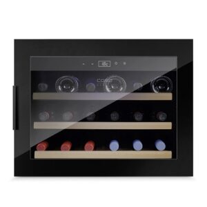 Iebūvējams vīna skapis Caso WineSafe 18 EB Black, 59x45.5cm, 5-20°C, 1 zona, 18 pudelēm, UV