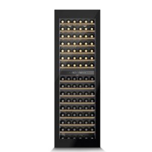 Iebūvējams vīna skapis Caso WineDeluxe WD 96, 59.5×179cm, 96 pudelēm, 2 zonas, UV, ar aplikāciju