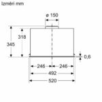 Iebūvējams tvaika nosūcējs Bosch Serie 6 DLN56AC50 Canopy, 52cm, Ner. tērauda