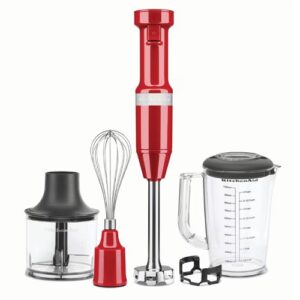 Rokas blenderis ar piederumiem KitchenAid Hand Blender Empire Red 5KHBV83EER, 180W, 11600 apgr./min.