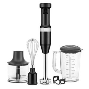Rokas blenderis ar piederumiem KitchenAid Hand Blender Matte Black 5KHBV83EBM, 180W, 11600 apgr./min.