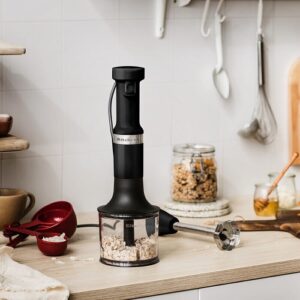 Rokas blenderis ar piederumiem KitchenAid Hand Blender Matte Black 5KHBV83EBM, 180W, 11600 apgr./min.