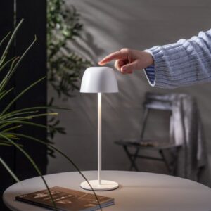 LED galda lampa uzlādējama Star Trading Ronda, 35cm, 1.7W, 150lm DIM, 3000K, IP54, Balta