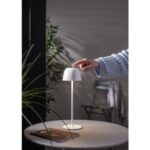 LED galda lampa uzlādējama Star Trading Ronda, 35cm, 1.7W, 150lm DIM, 3000K, IP54, Balta