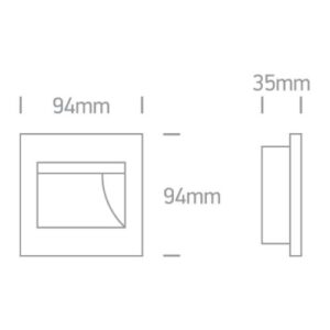 LED sienas gaismeklis One Light Indoor Square Wall Recessed, 1.5W, 94mm, 100lm, 3000K, IP20