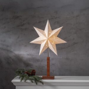 LED dekorācija Zvaigzne Star Trading KARO, 70x43cm, E14, Max. 25W, IP20, Koka